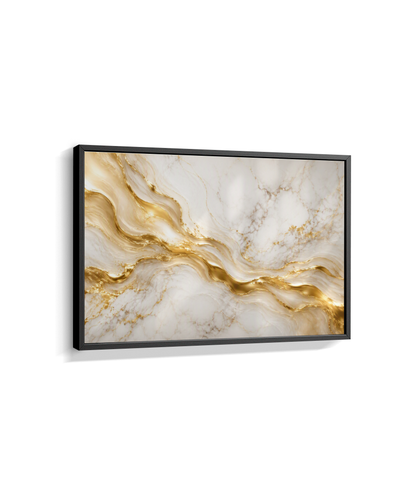 Quadro Retangular Horizontal Mármore Dourado