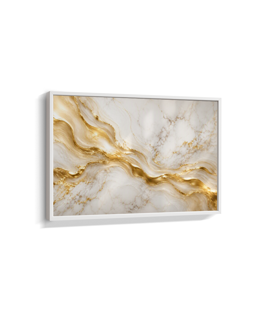 Quadro Retangular Horizontal Mármore Dourado