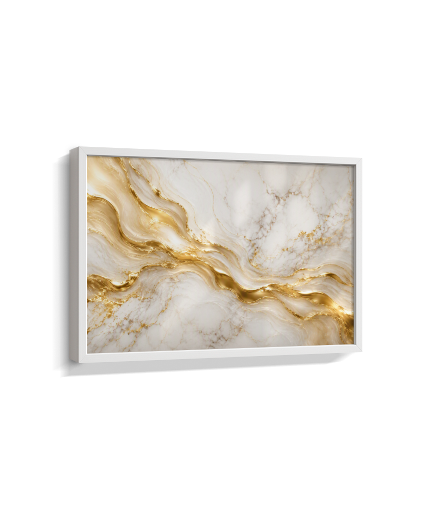 Quadro Retangular Horizontal Mármore Dourado