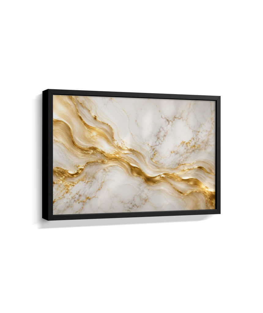 Quadro Retangular Horizontal Mármore Dourado