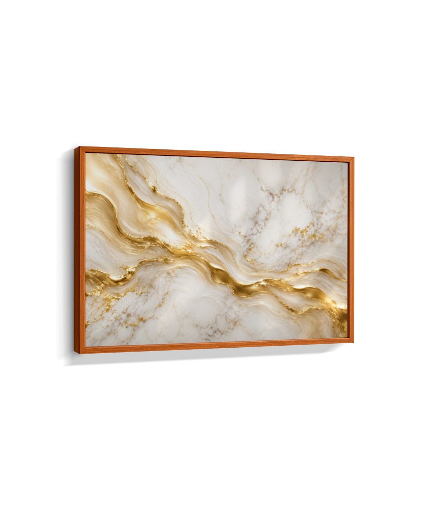 Quadro Retangular Horizontal Mármore Dourado