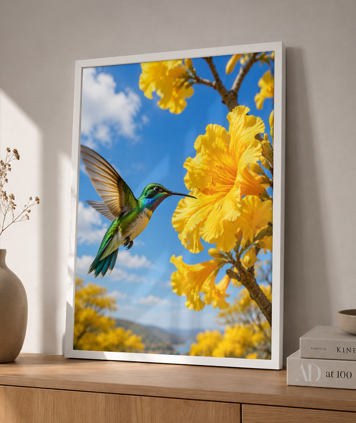 Placa Decorativa Vertical Beija-Flor
