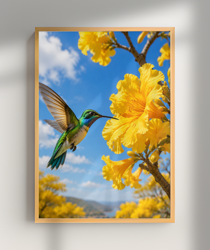 Placa Decorativa Vertical Beija-Flor