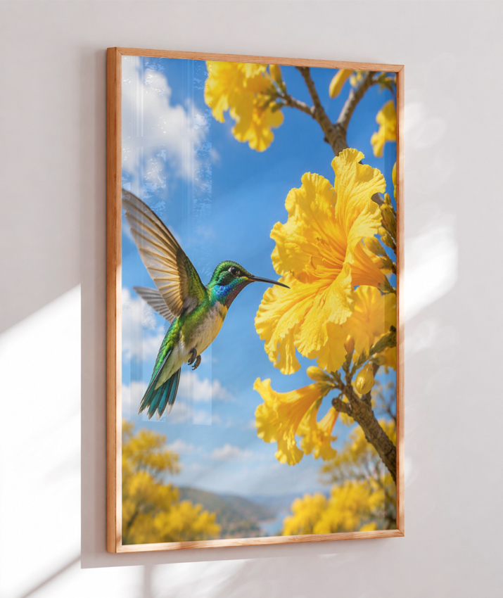 Placa Decorativa Vertical Beija-Flor