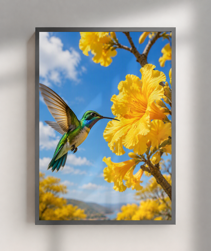 Placa Decorativa Vertical Beija-Flor
