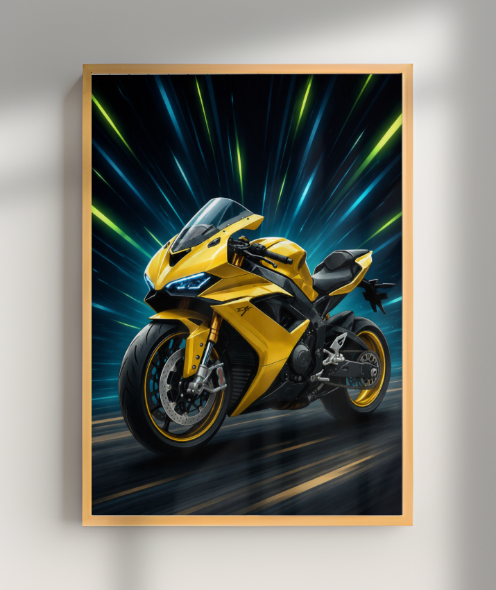 Placa Decorativa Moto Sport Yellow