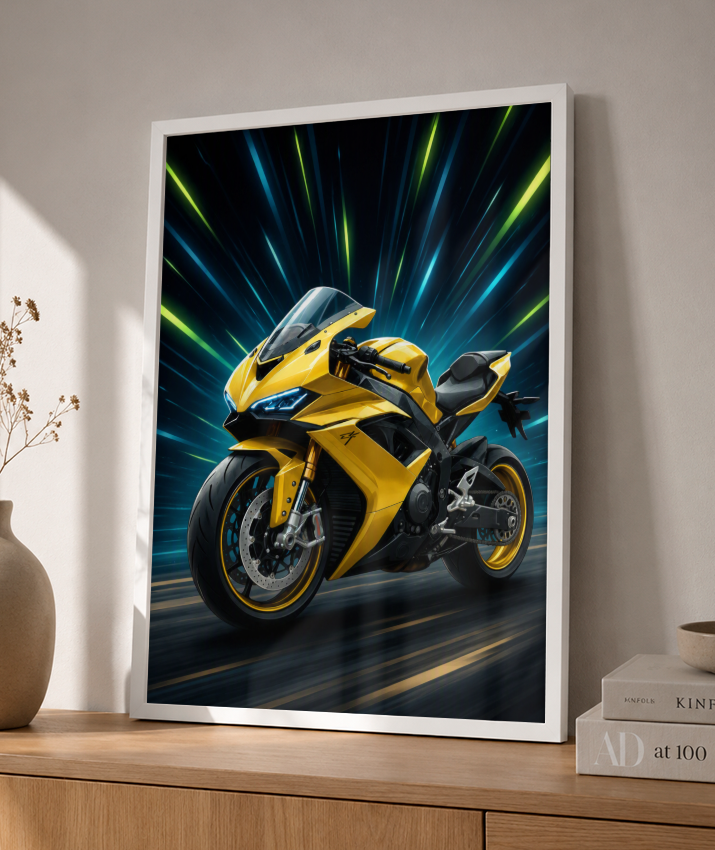 Placa Decorativa Moto Sport Yellow