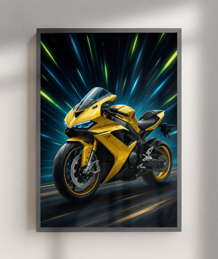 Placa Decorativa Moto Sport Yellow