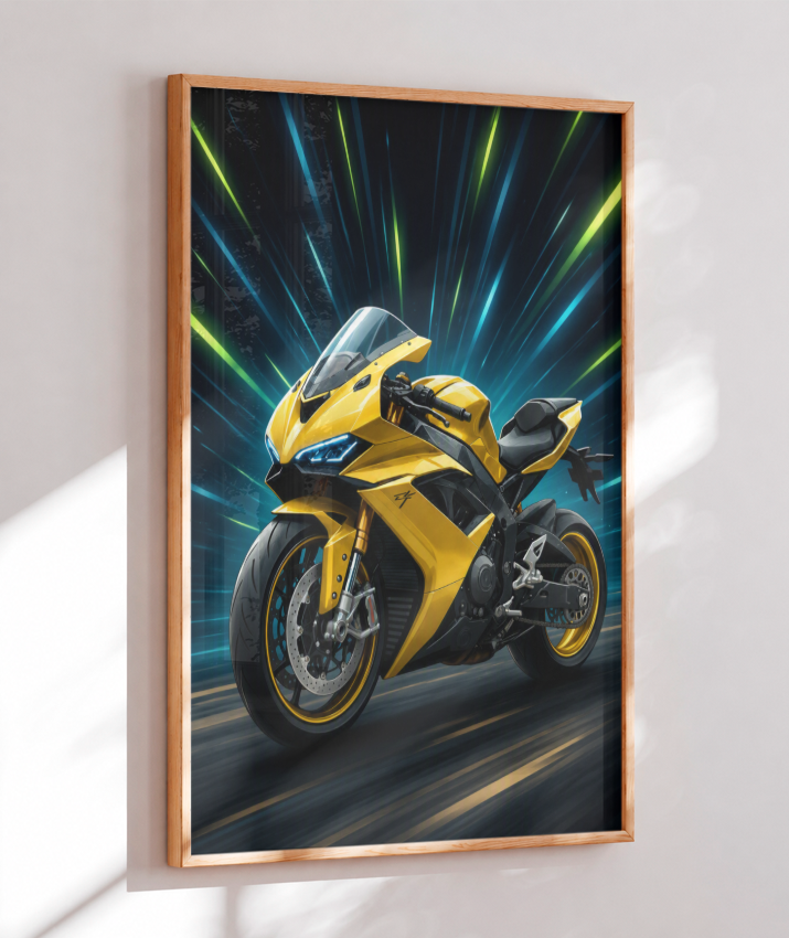Placa Decorativa Moto Sport Yellow