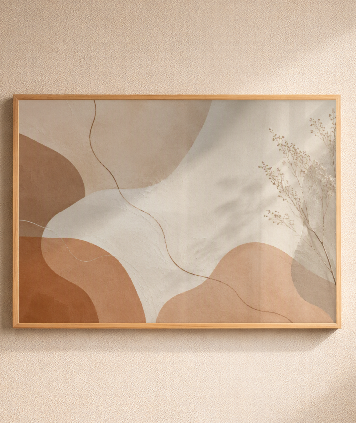Quadro Retangular Horizontal Botânico Terracota