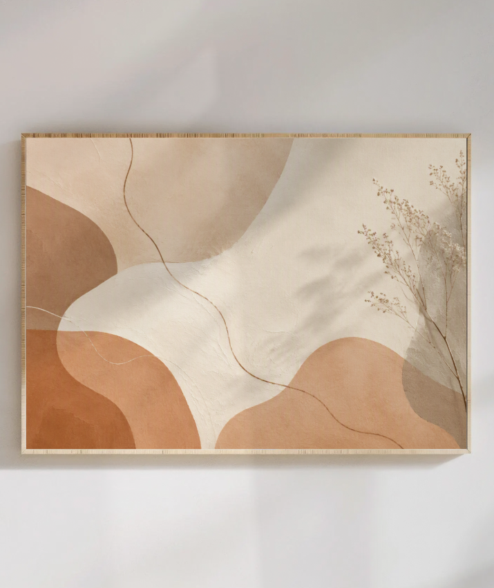 Quadro Retangular Horizontal Botânico Terracota