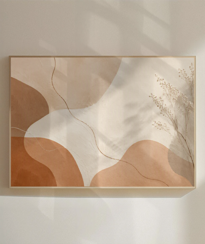 Quadro Retangular Horizontal Botânico Terracota