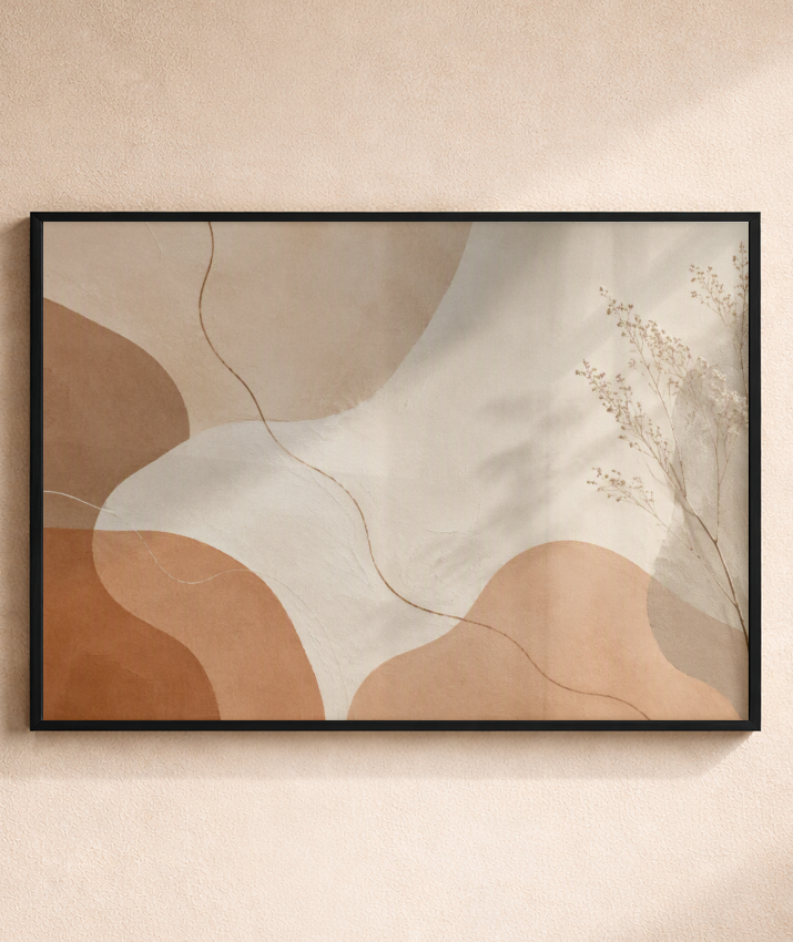 Quadro Retangular Horizontal Botânico Terracota