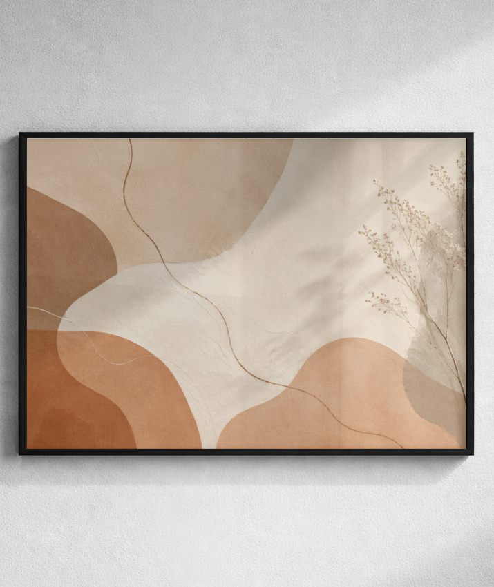 Quadro Retangular Horizontal Botânico Terracota