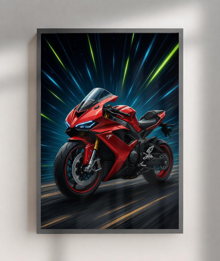 Placa Decorativa Moto Sport Red