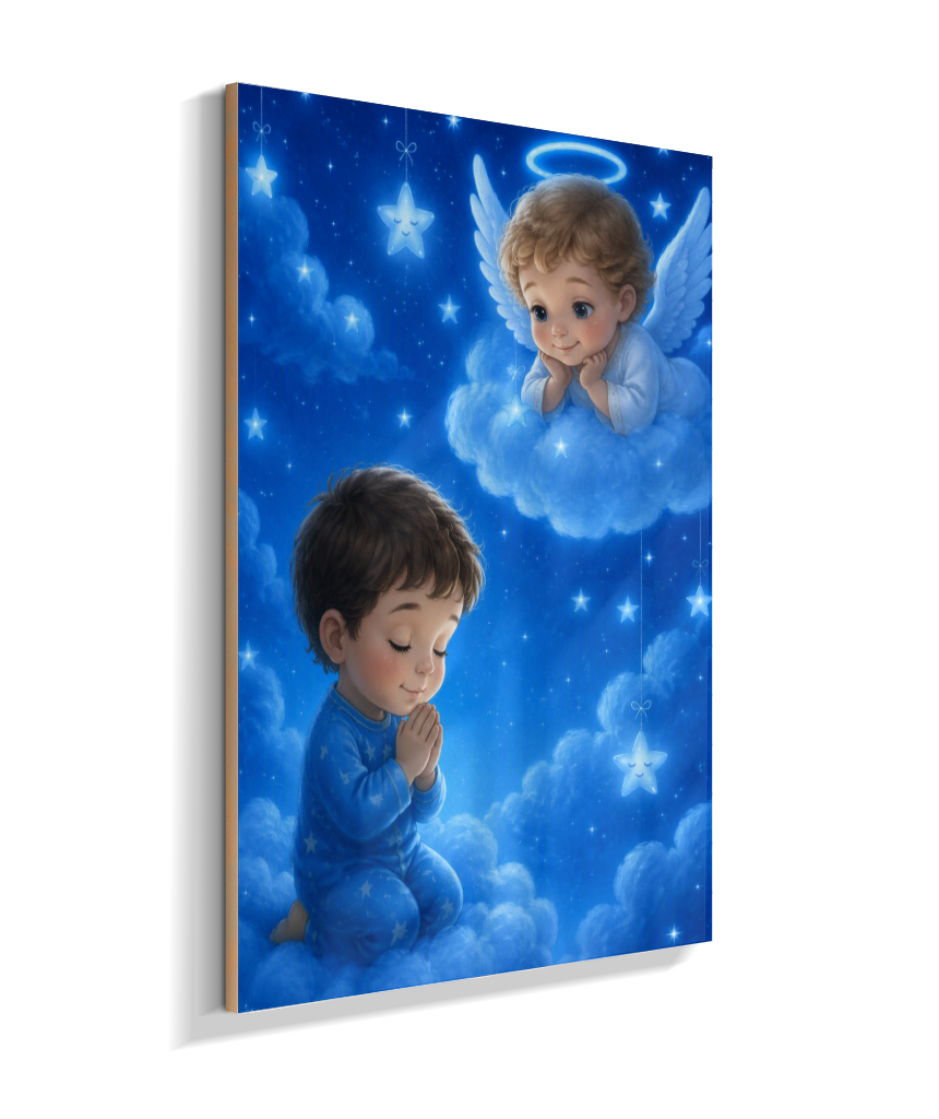 Placa Decorativa Infantil Oração Anjinho da Guarda - Menino