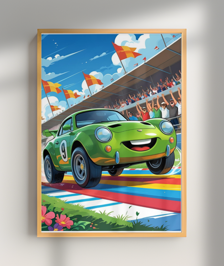 Placa Decorativa Carro Corrida Divertida