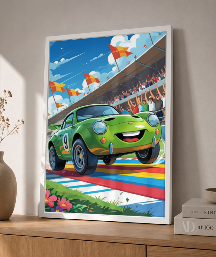Placa Decorativa Carro Corrida Divertida