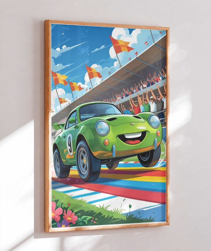 Placa Decorativa Carro Corrida Divertida