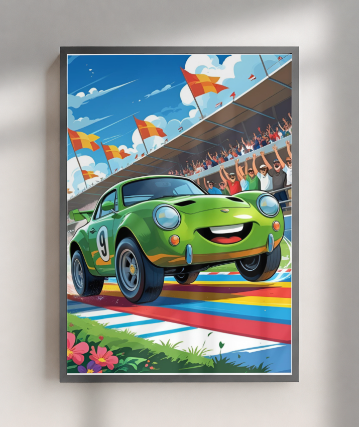 Placa Decorativa Carro Corrida Divertida
