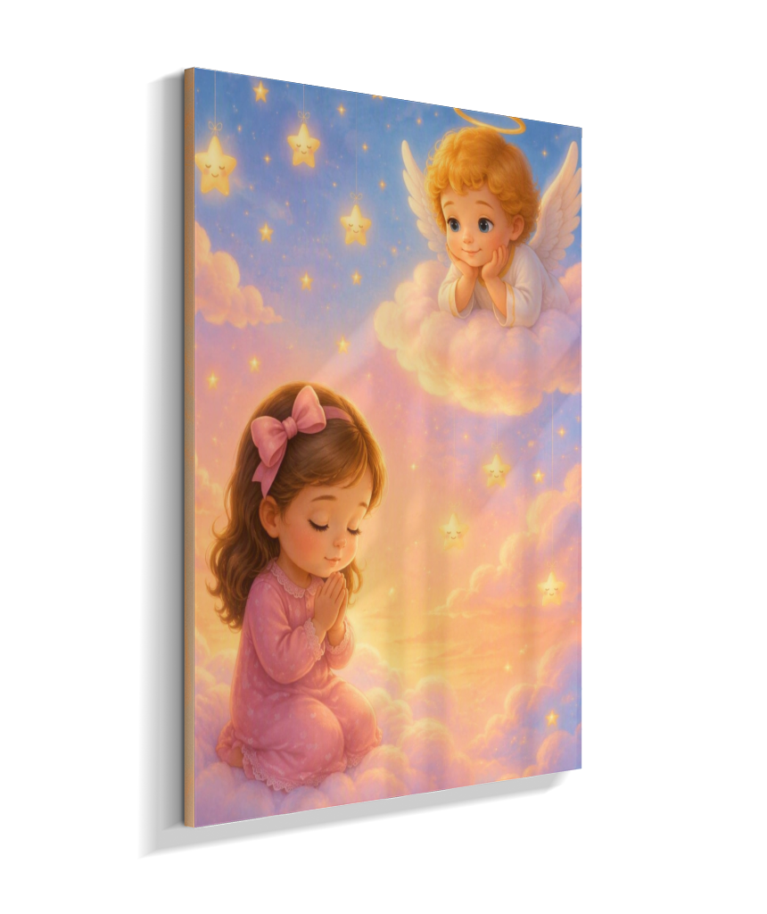 Placa Decorativa Infantil Oração Anjinho da Guarda - Menina