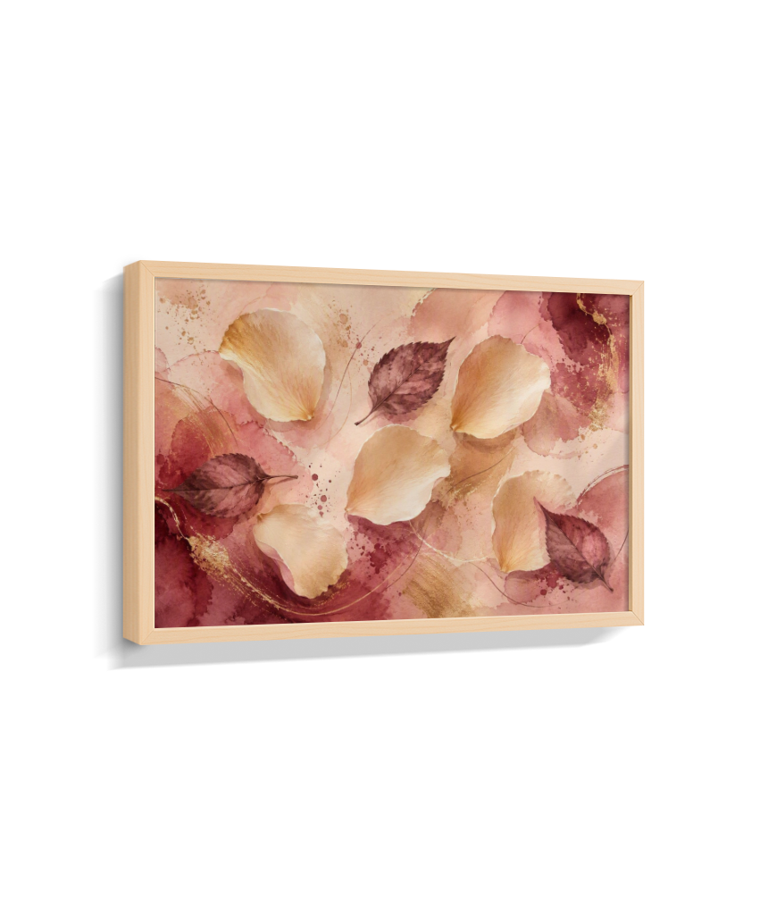 Quadro Retangular Horizontal Folhas e Pétalas Marsala