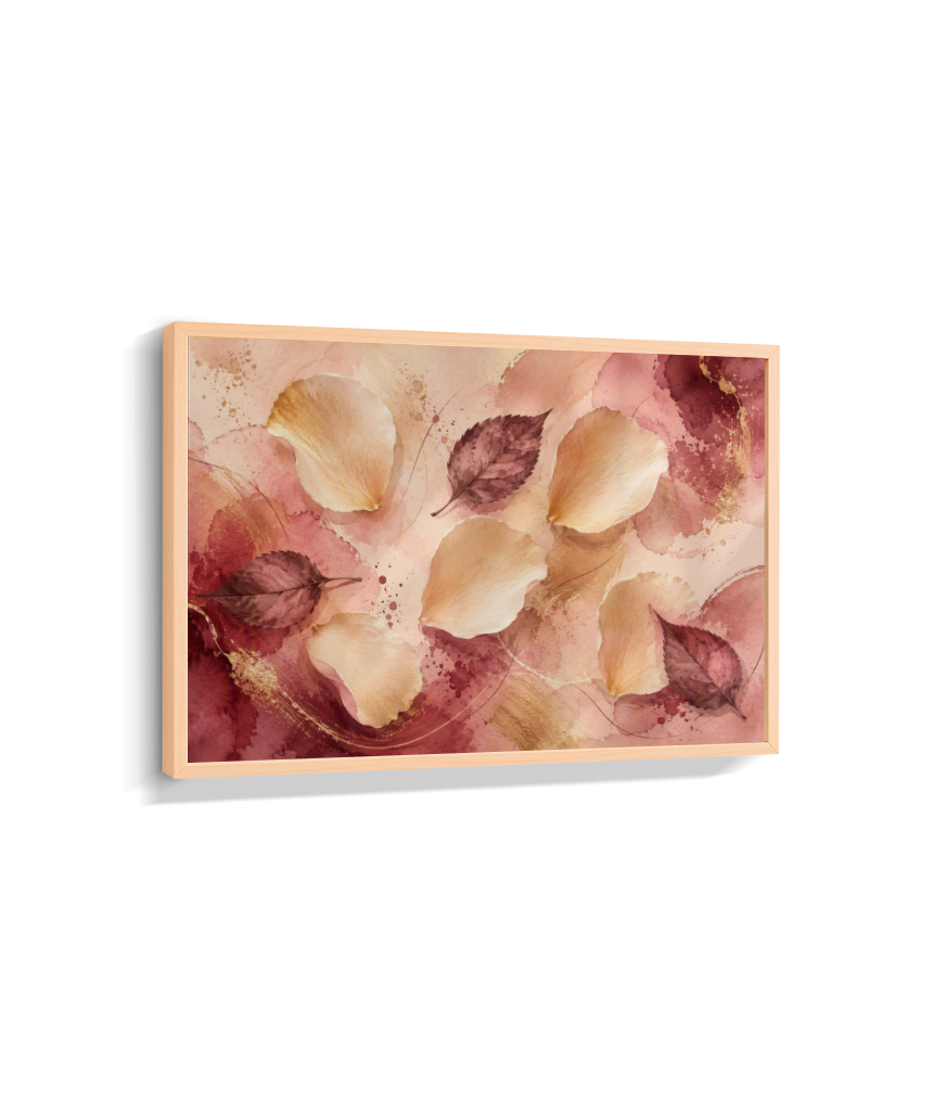 Quadro Retangular Horizontal Folhas e Pétalas Marsala