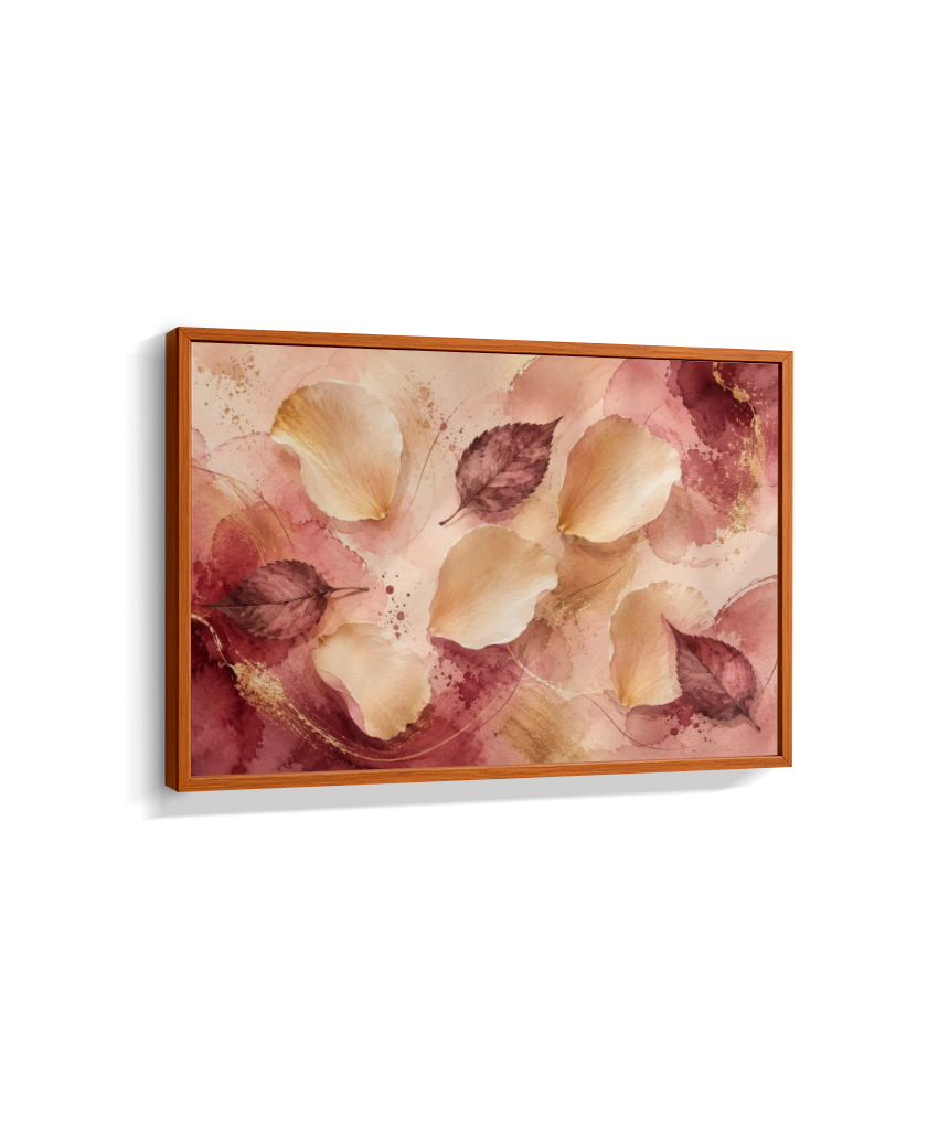 Quadro Retangular Horizontal Folhas e Pétalas Marsala