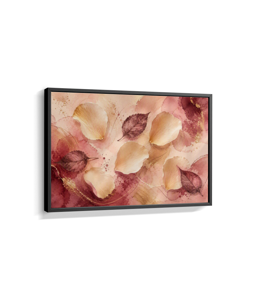 Quadro Retangular Horizontal Folhas e Pétalas Marsala