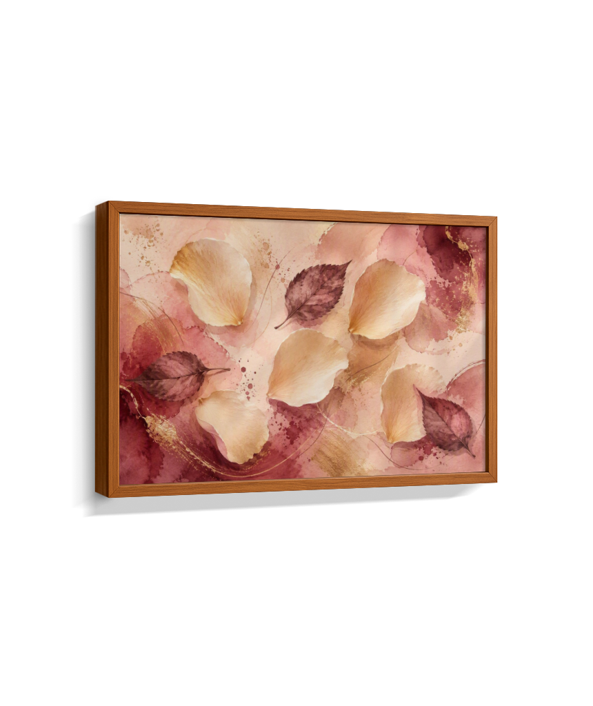 Quadro Retangular Horizontal Folhas e Pétalas Marsala