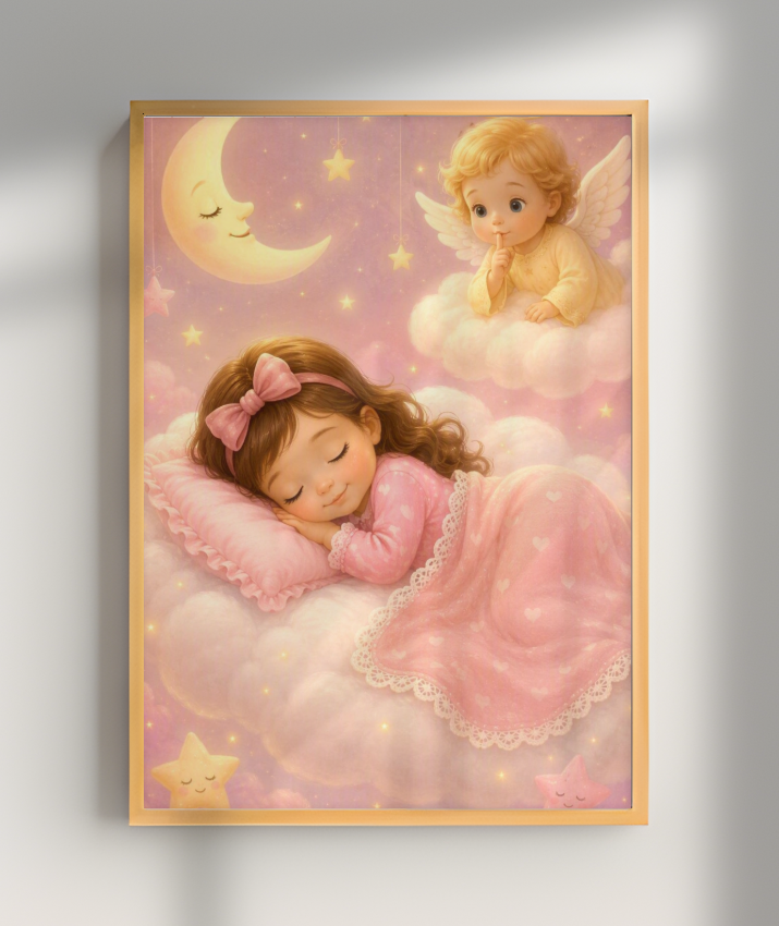 Placa Decorativa Infantil Anjinho da Guarda - Menina