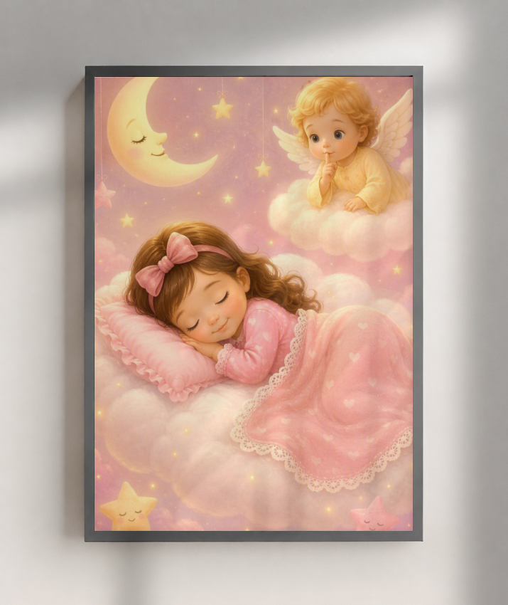 Placa Decorativa Infantil Anjinho da Guarda - Menina