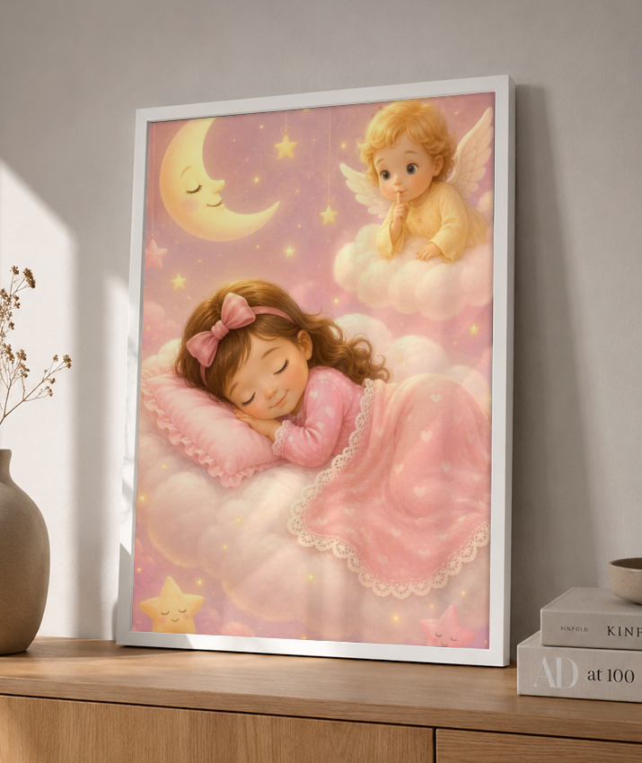 Placa Decorativa Infantil Anjinho da Guarda - Menina