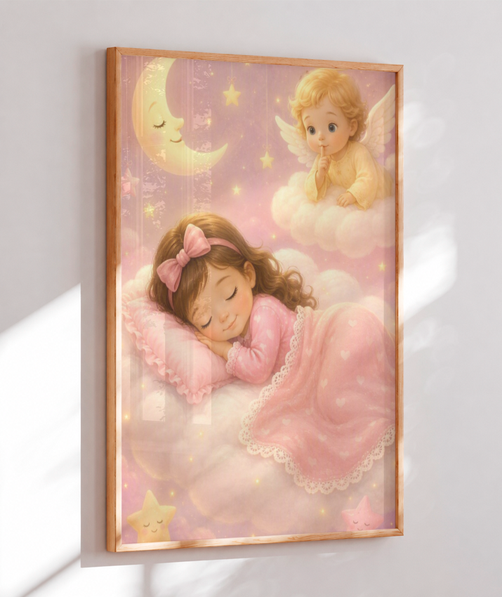 Placa Decorativa Infantil Anjinho da Guarda - Menina