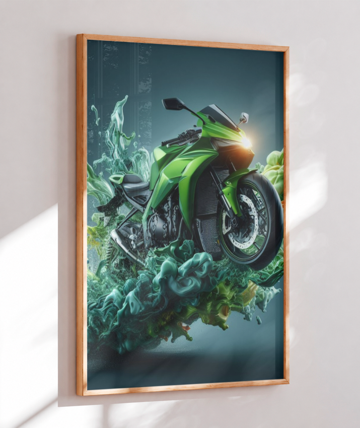 Placa Decorativa Gran Moto Verde