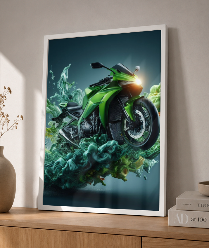 Placa Decorativa Gran Moto Verde