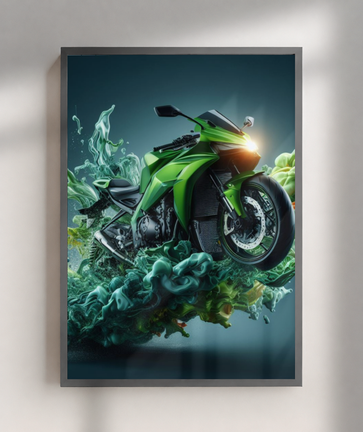 Placa Decorativa Gran Moto Verde