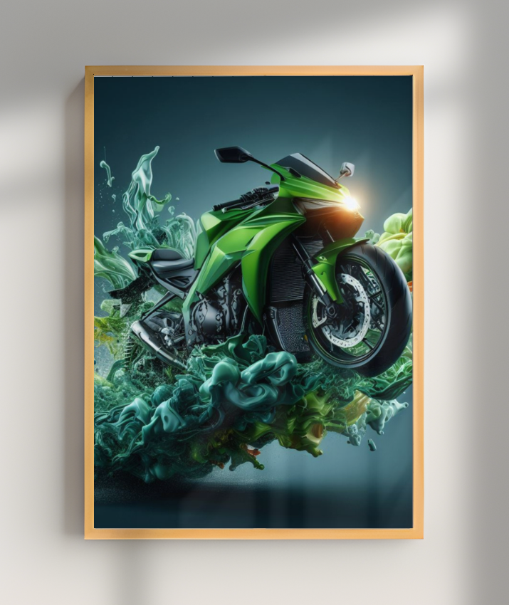 Placa Decorativa Gran Moto Verde