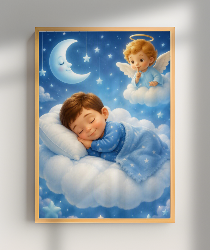 Placa Decorativa Infantil Anjinho da Guarda - Menino