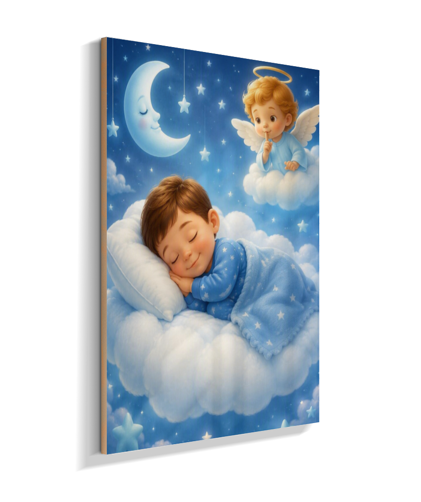 Placa Decorativa Infantil Anjinho da Guarda - Menino