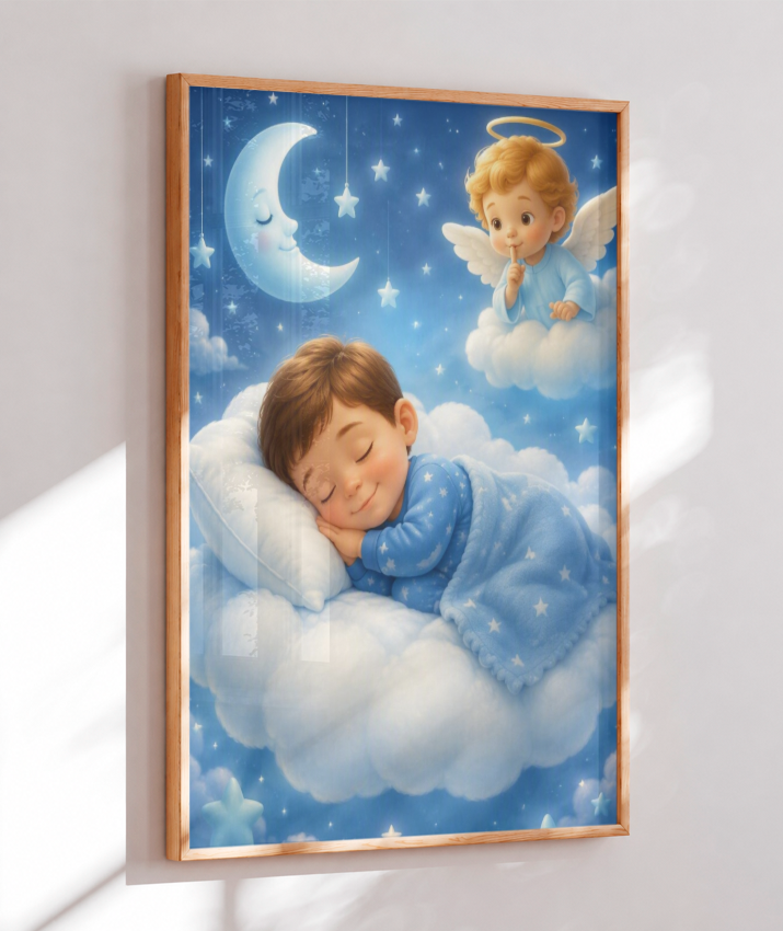 Placa Decorativa Infantil Anjinho da Guarda - Menino