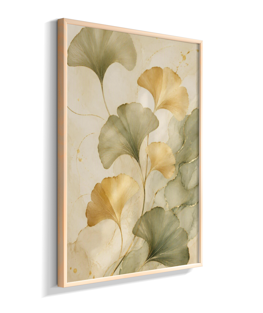 Quadro Decorativo Ginkgo Douradas