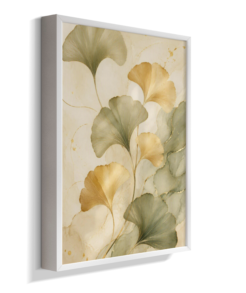 Quadro Decorativo Ginkgo Douradas