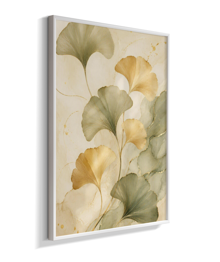 Quadro Decorativo Ginkgo Douradas
