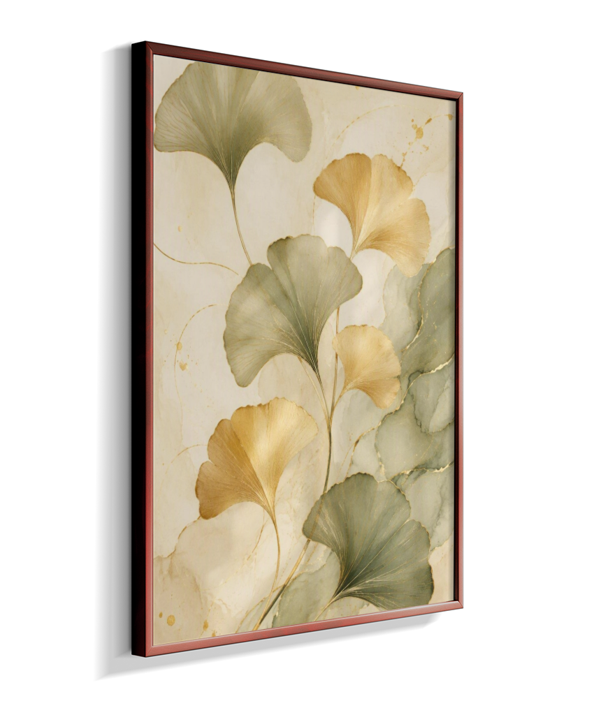 Quadro Decorativo Ginkgo Douradas