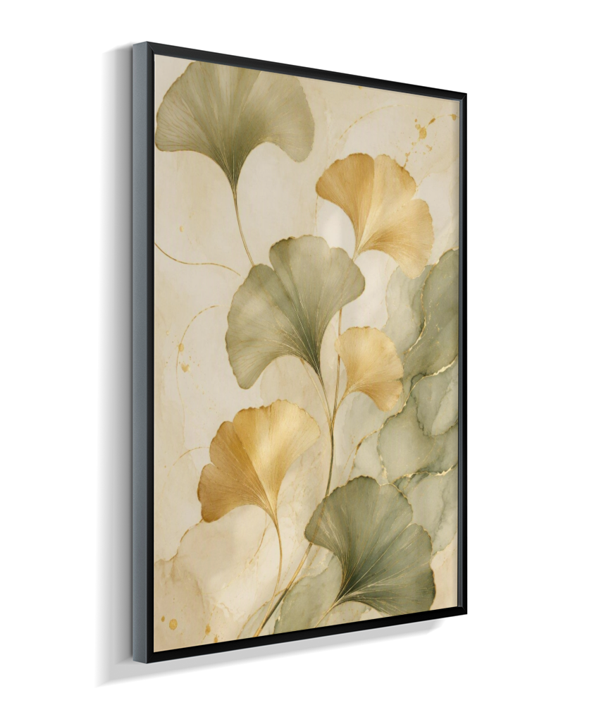 Quadro Decorativo Ginkgo Douradas