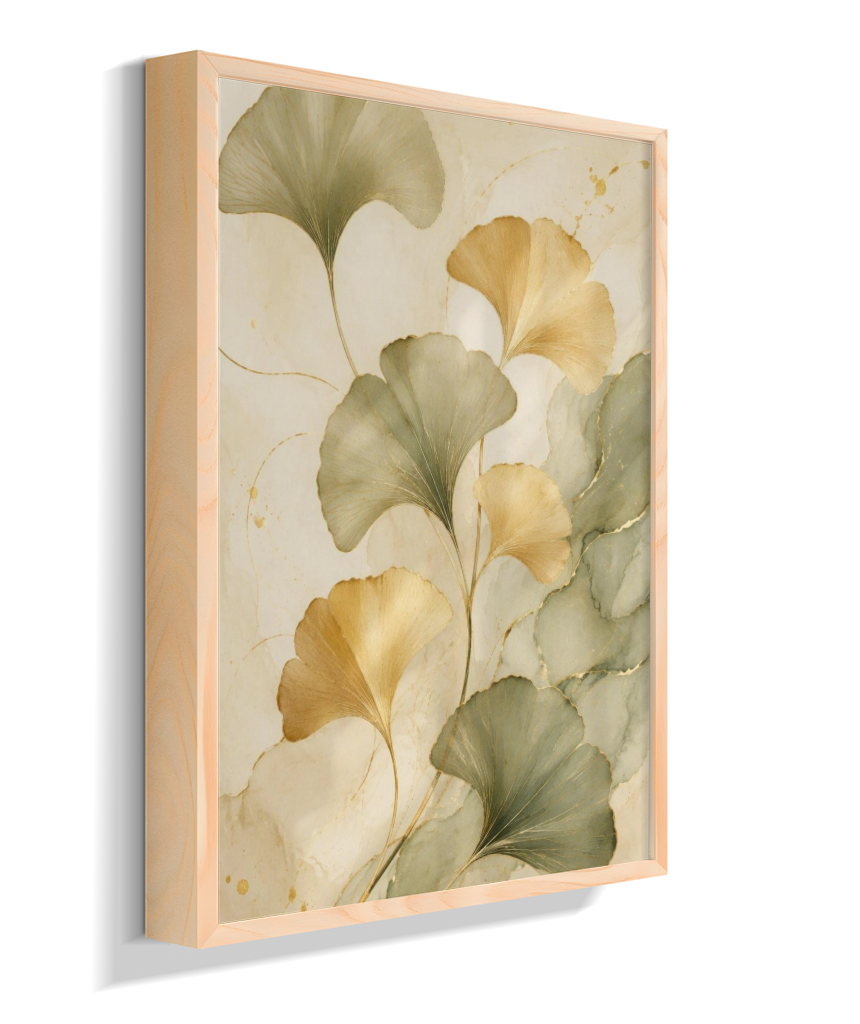 Quadro Decorativo Ginkgo Douradas