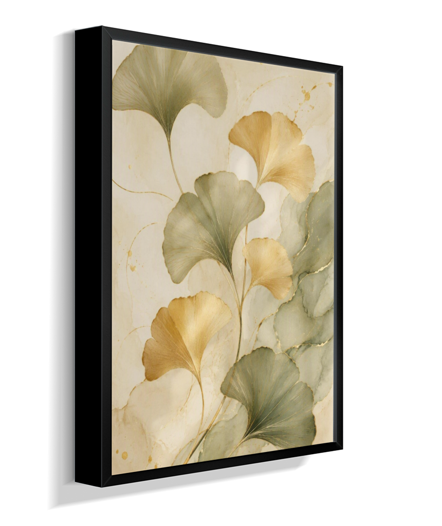 Quadro Decorativo Ginkgo Douradas
