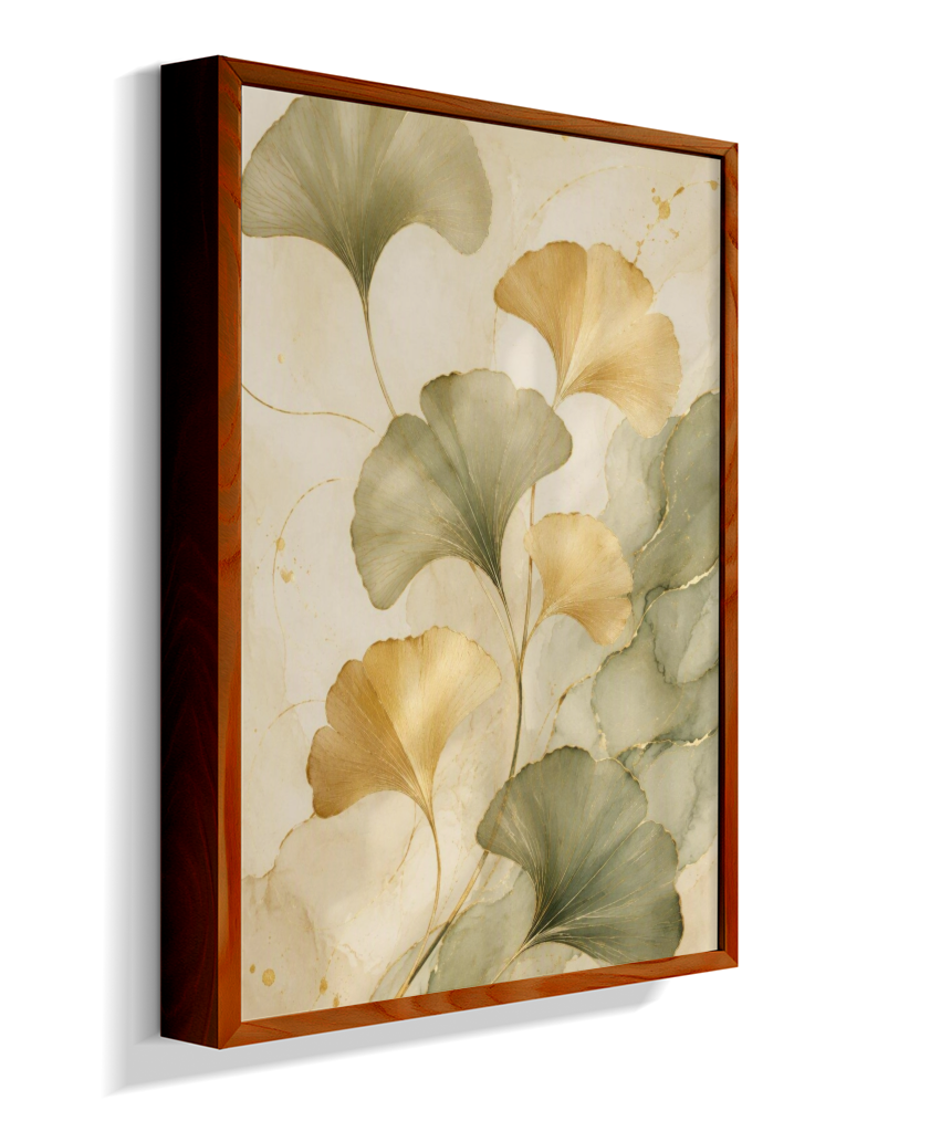 Quadro Decorativo Ginkgo Douradas