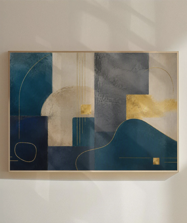 Quadro Decorativo Abstrato Ton Azul